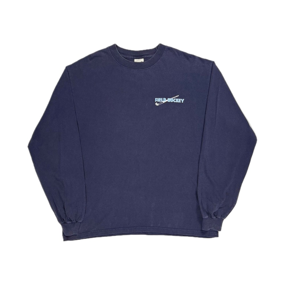 Vtg 90s Anvil navy blue Field Hockey graphic longsleeve t shirt women large